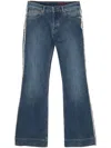 Zadig & Voltaire Womens Medium Blue Vincente Logo-embroidered Flared-leg Mid-rise Stretch-denim Jeans In Blau