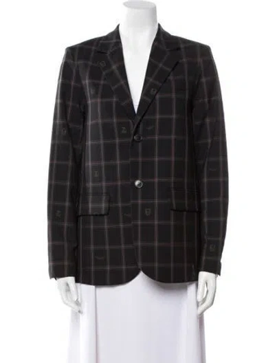 Pre-owned Zadig & Voltaire Virgin Wool Plaid Print Blazer In Black