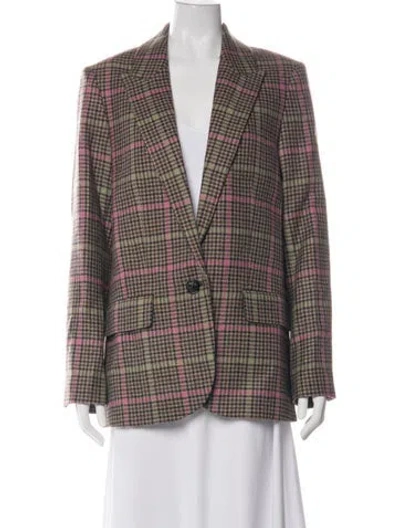 Pre-owned Zadig & Voltaire Virgin Wool Plaid Print Blazer In Brown
