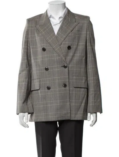 Pre-owned Zadig & Voltaire Virgin Wool Plaid Print Blazer In Grey