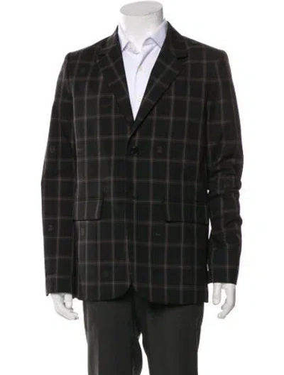 Pre-owned Zadig & Voltaire Virgin Wool Plaid Print Blazer W/ Tags In Black