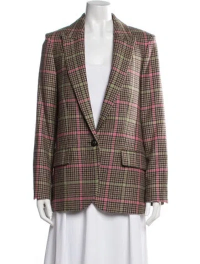 Pre-owned Zadig & Voltaire Virgin Wool Plaid Print Blazer W/ Tags In Multi