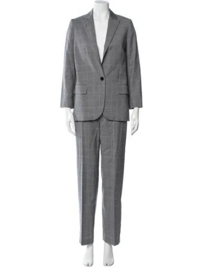 Pre-owned Zadig & Voltaire Virgin Wool Plaid Print Pantsuit In Grey