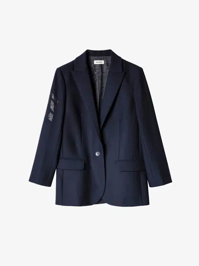Zadig & Voltaire Viva Arrow Strass Blazer In Blue