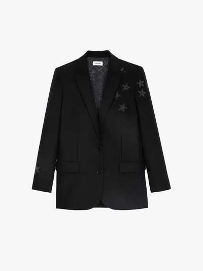 Zadig & Voltaire Viva Strass Star Blazer In Black