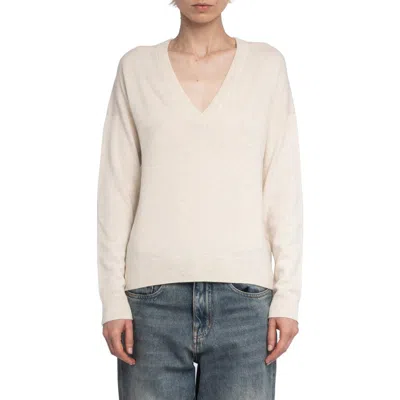 Zadig & Voltaire Vivi Elbow Patch Wool & Cashmere Sweater In White