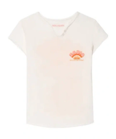 Zadig & Voltaire Kids' V-neck Graphic T-shirt In Neutral