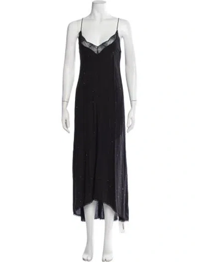 Pre-owned Zadig & Voltaire V-neck Long Dress In Black