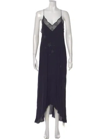 Pre-owned Zadig & Voltaire V-neck Long Dress In Blue