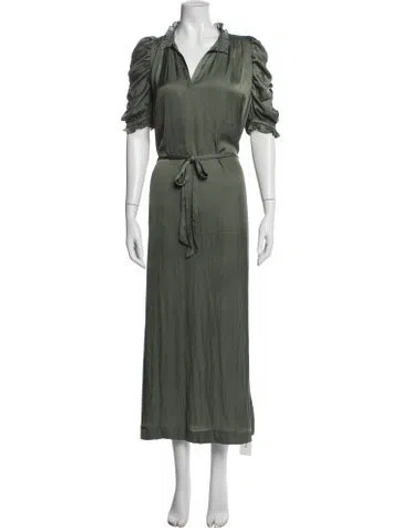 Pre-owned Zadig & Voltaire V-neck Long Dress In Green