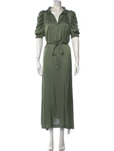 Pre-owned Zadig & Voltaire V-neck Long Dress In Green/metallic