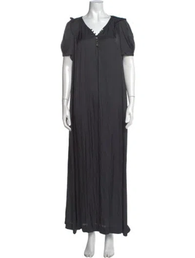 Pre-owned Zadig & Voltaire V-neck Long Dress In Grey