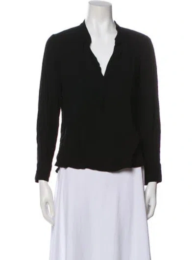 Pre-owned Zadig & Voltaire V-neck Long Sleeve Blouse In Black