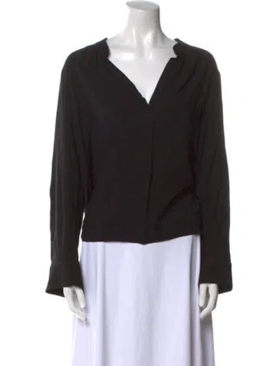 Pre-owned Zadig & Voltaire V-neck Long Sleeve Blouse In Black