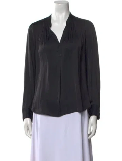 Pre-owned Zadig & Voltaire V-neck Long Sleeve Blouse In Black