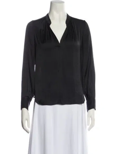 Pre-owned Zadig & Voltaire V-neck Long Sleeve Blouse In Black