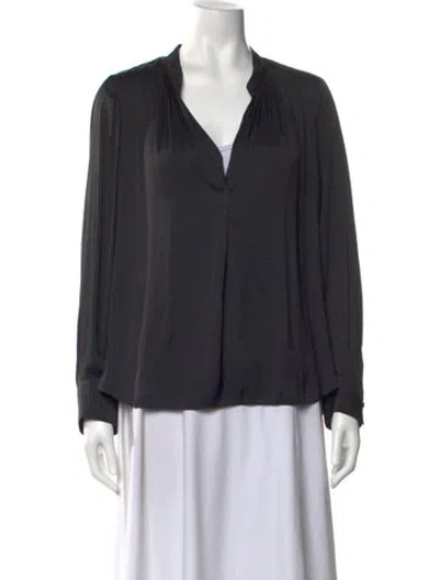 Pre-owned Zadig & Voltaire V-neck Long Sleeve Blouse In Black