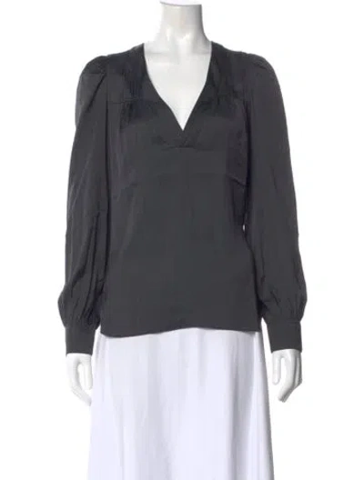 Pre-owned Zadig & Voltaire V-neck Long Sleeve Blouse In Black