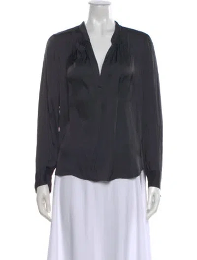 Pre-owned Zadig & Voltaire V-neck Long Sleeve Blouse In Black