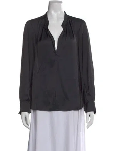 Pre-owned Zadig & Voltaire V-neck Long Sleeve Blouse In Black