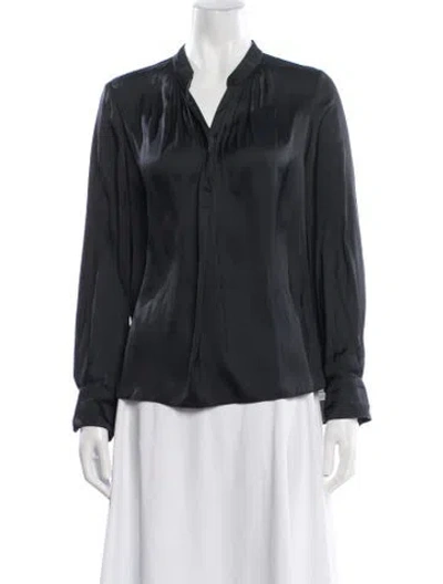 Pre-owned Zadig & Voltaire V-neck Long Sleeve Blouse In Black