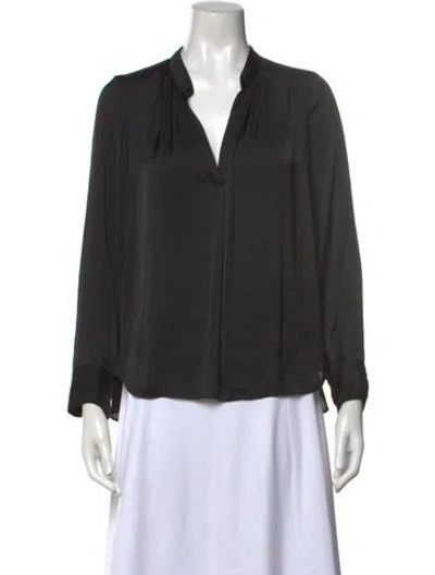Pre-owned Zadig & Voltaire V-neck Long Sleeve Blouse In Black