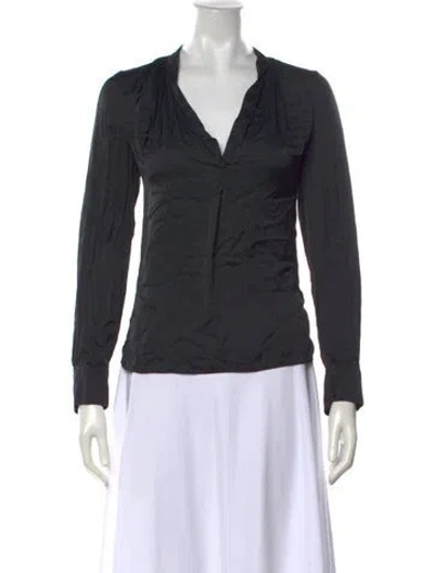 Pre-owned Zadig & Voltaire V-neck Long Sleeve Blouse In Black