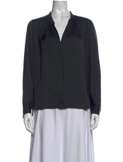 Pre-owned Zadig & Voltaire V-neck Long Sleeve Blouse In Black