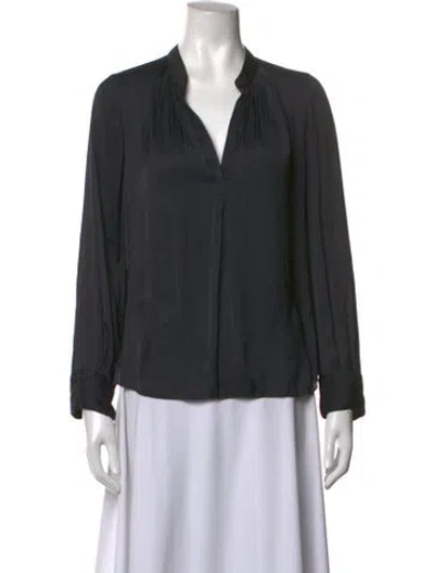 Pre-owned Zadig & Voltaire V-neck Long Sleeve Blouse In Black