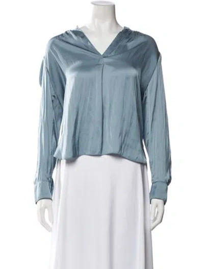 Pre-owned Zadig & Voltaire V-neck Long Sleeve Blouse In Blue