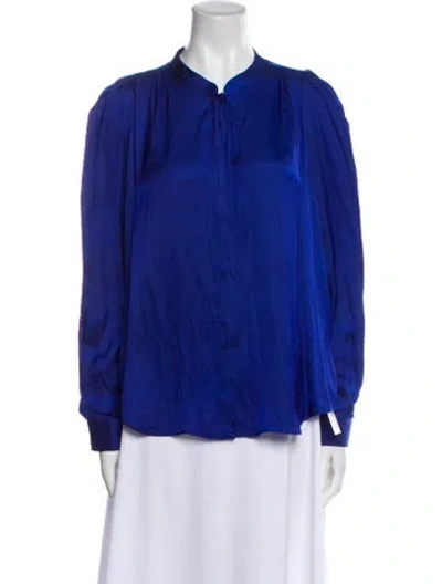Pre-owned Zadig & Voltaire V-neck Long Sleeve Blouse In Blue
