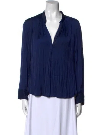 Pre-owned Zadig & Voltaire V-neck Long Sleeve Blouse In Blue