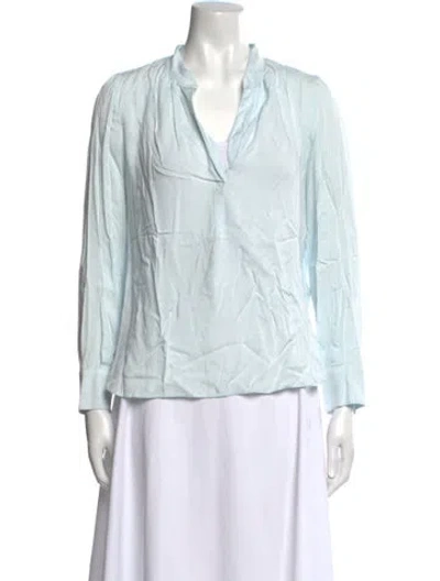 Pre-owned Zadig & Voltaire V-neck Long Sleeve Blouse In Blue