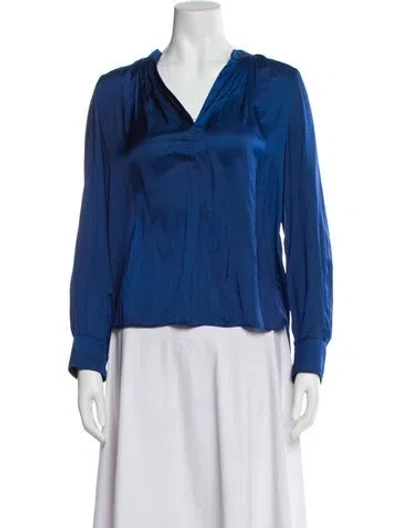 Pre-owned Zadig & Voltaire V-neck Long Sleeve Blouse In Blue