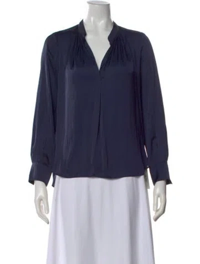 Pre-owned Zadig & Voltaire V-neck Long Sleeve Blouse In Blue