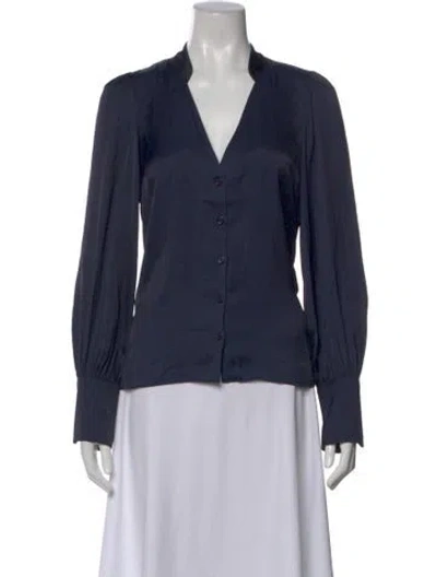 Pre-owned Zadig & Voltaire V-neck Long Sleeve Blouse In Blue
