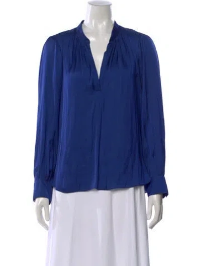 Pre-owned Zadig & Voltaire V-neck Long Sleeve Blouse In Blue