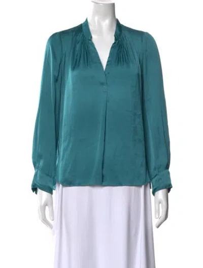 Pre-owned Zadig & Voltaire V-neck Long Sleeve Blouse In Blue