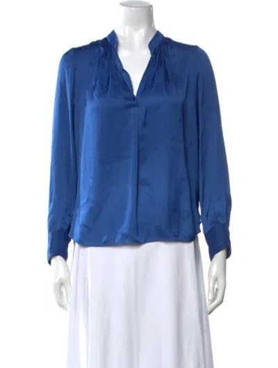 Pre-owned Zadig & Voltaire V-neck Long Sleeve Blouse In Blue