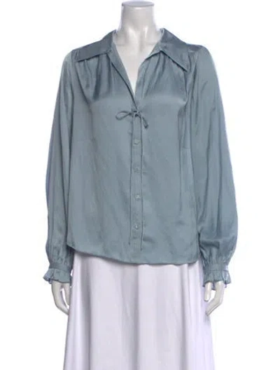 Pre-owned Zadig & Voltaire V-neck Long Sleeve Blouse In Blue