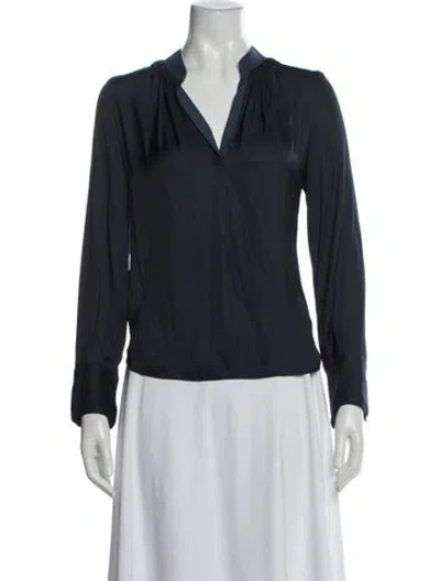 Pre-owned Zadig & Voltaire V-neck Long Sleeve Blouse In Blue