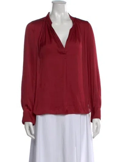 Pre-owned Zadig & Voltaire V-neck Long Sleeve Blouse In Burgundy