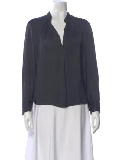 Pre-owned Zadig & Voltaire V-neck Long Sleeve Blouse In Gray