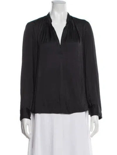 Pre-owned Zadig & Voltaire V-neck Long Sleeve Blouse In Gray