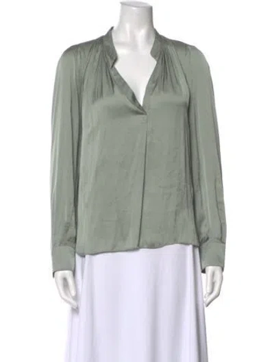 Pre-owned Zadig & Voltaire V-neck Long Sleeve Blouse In Green