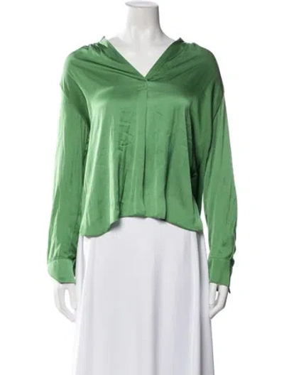 Pre-owned Zadig & Voltaire V-neck Long Sleeve Blouse In Green