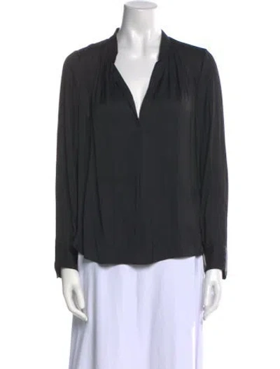 Pre-owned Zadig & Voltaire V-neck Long Sleeve Blouse In Green