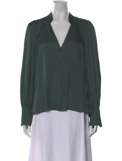 Pre-owned Zadig & Voltaire V-neck Long Sleeve Blouse In Green