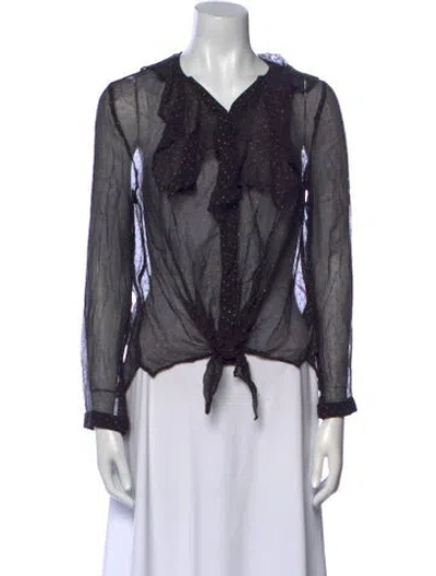 Pre-owned Zadig & Voltaire V-neck Long Sleeve Blouse In Multi