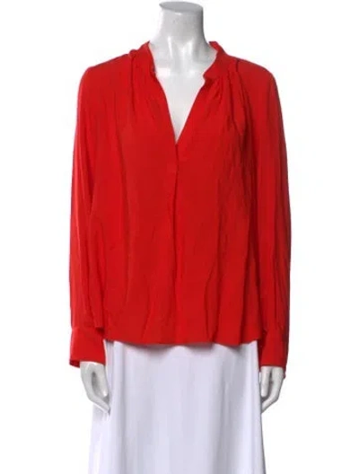Pre-owned Zadig & Voltaire V-neck Long Sleeve Blouse In Multi